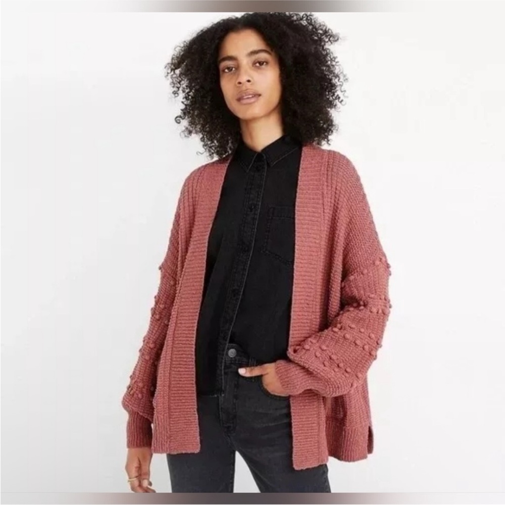 Madewell Pink Chunky Knit Cardigan Sweater